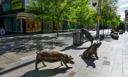 Une rue vide d'Adelaïde lors du premier jour de confinement de l'Etat d'Australie-Méridionale, le 18 novembre 2020