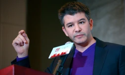 Travis Kalanick, patron de Uber, lors d'une conférence de presse, le 11 janvier 2016à Pékin
