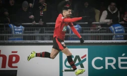 L'attaquant de Rennes Martin terrier égalise contre Marseille en Coupe de France, le 21 janvier 2024 à Rennes