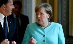 La chancelière allemande Angela Merkel et le chef du gouvernement italien Matteo Renzi à Rome, le 5 mai 2016