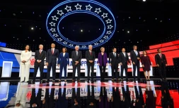 Les candidats à l'investiture démocrate pour l'élection américaine de 2020 avant un débat, à Westerville dans l'Ohio, le 15 octobre 2019