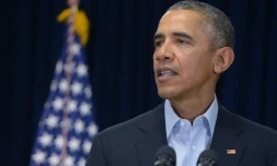 Barack Obama le 13 février 2016 à Rancho Mirage (Texas)