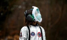 Une élève de l'Ecole Vivalys lors du projet ?Mission pour Mars? à Lausanne le 17 mars 2021