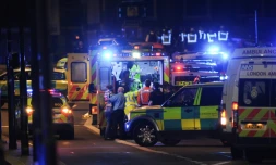 Des secours sur le lieu de l'attaque terroriste à Londres le 3 juin 2017