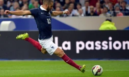 Karim Benzema en équipe de France le 4 septembre 2014 en match amical contre l'Espagne au Stade de France