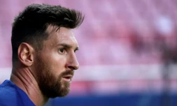 Lionel Messi lors de la très lourde défaite subie par le FC Barcelone face au Bayern Munich (8-2) lors des quarts de finale de la Ligue des champions, le 14 août 2020 à Lisbonne.