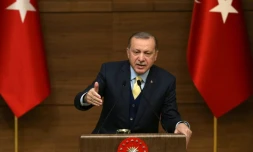 Le président turc Recep Tayyip Erdogan prononce un discours à Ankara, le 24 janvier 2018