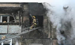 Un immeuble touché par une frappe russe à Kharkiv, en Ukraine, le 3 février 2026