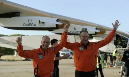 Bertrand Piccard et André Borschberg le 23 juin 2016 à Séville