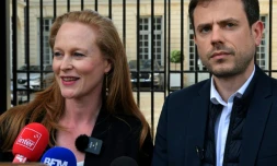 La députée Renaissance Violette Spiellebout et le député de la France Insoumise (LFI) Paul Vannier à Châlons-en-Champagne dans la Marne, le 22 avril 2025