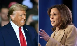 Diptyque présentant Kamala Harris et Donald Trump, candidats à la présidentielle américaine du 5 novembre