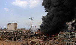 Enorme incendie au port de Beyrouth le 10 septembre 2020, cinq semaines après la gigantesque explosion meurtrière