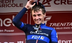 Le nouveau champion de France de cyclisme sur route, Valentin Madouas, le 4 mars 2023 à Sienne lors de la Strade Bianche