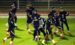 Les joueurs de l'équipe de  France lors d'une séance d'entraînement à Clairefontaine, près de Paris, le 10 novembre 2020