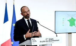Le Prempier ministre Edouard Philippe lors d'une allocution sur le déconfinement, le 28 mai 2020 à Matignon, à Paris