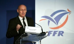 Bernard Laporte, tout juste élu à la tête de la Fédération de Rugby à Marcoussis, le 3 décembre 2016