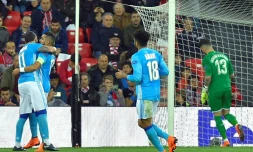 Le capitaine marseillais Dimitri Payet a lancé son équipe vers un succès logique sur la pelouse de l'Athletic Bilbao à San Mames, le 15 mars 2018