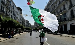 Un Algérien agite le drapeau national lors d'une manifestation à Alger contre le pouvoir, le 26 juillet 2019