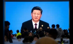 Xi Jinping s'exprime devant un parterre de dirigeants mondiaux réunis au premier Salon des importations de Shanghai, le 5 novembre 2018