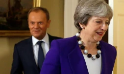 La Première ministre britannique Theresa May et le président du Conseil européen Donald Tusk à Londres le 1er mars 2018