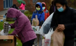 Une distribution de nourriture de l'association Baltimore Hunger Project, le 4 décembre 2020 à Cockeysville, Maryland