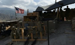 Des soldats américains de l'Otan positionnés à un poste de contrôle dans la province afghane de Nangarhar, le 7 juillet 2018