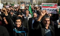 Rassemblement d'Iraniens à la mosquée de l'imam Khomeiny à Téhéran, en soutien au gouvernement, le 30 décembre 2017