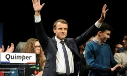 Emmanuel Macron, candidat à la présidentielle, lors d'un meeting à Quimper, le 16 janvier 2017
