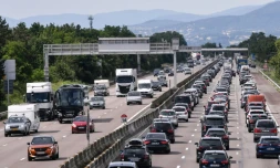 Embouteillage sur l'A7entre Lyon et Vienne, le 10 juillet 2021     