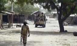 Des soldats tchadien en patrouille à Malam Fatori au Tchad, le 3 avril 2015