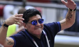 La légende Diego Maradona durant le match France-Argentine à Kazan, le 30 juin 2018