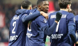 Ousmane Dembélé, auteur d'un triplé pour la Paris SG sur le terrain de Brest, le 1er février 