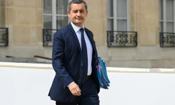 Le ministre de l'Intérieur Gérald Darmanin à la sortie de l'Elysée, le 26 avril 2023 à Paris