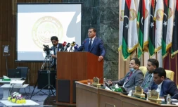 Le Premier ministre libyen Abdelhamid Dbeibah, à Syrte le 9 mars 2021