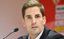 L'entraîneur espagnol de Monaco, Robert Moreno, en conférence de presse à Louis-II, le 30 décembre 2019