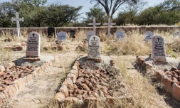 Des tombes de soldats allemands tombés à la bataille de Weterberg en Namibie contre les forces herero le 22 juin 2017