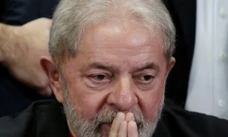 L'ex-président brésilien Luiz Inacio Lula Da Silva lors d'unE conférence de presse à Sao Paulo, le 13 juillet 2017