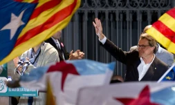 Le président sortant de la Catalogne, l'indépendantiste Artur Mas, revendique la victoire de son camp, le 27 septembre 2015 à Barcelone