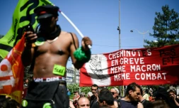 Manifestation de cheminots en grève contre la réforme de la SNCF le 7 mai 2018 à Paris
