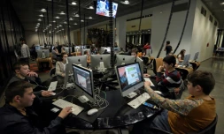 Des élÚves de l'école Tumo à Erevan, le 30 avril 2019 en Arménie