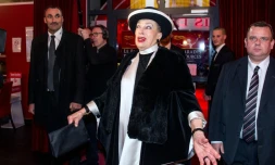 Geneviève de Fontenay arrive à la compétition Miss Prestige National 2016 à Soultzmatt, en Alsace, le 16 janvier 2016