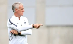 Le sélectionneur de la France Didier Deschamps lors d'une séance d'entraînement en Andorre le 10 juin 2019