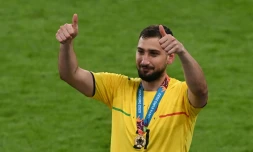 Le gardien Gianluigi Donnarumma, sacré champion d'Europe avec l'Italie, le 11 juillet 2021 à Wembley
