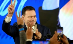 Luis Montenegro, qui emmÚne l'Alliance démocratique (AD) de centre droit, le 10 mars 2024 à Lisbonne