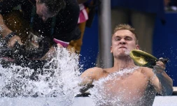 Le Kazakh Dmitriy Balandin sacré champion olympique du 200 m brasse, le 10 août 2016 aux JO de Rio