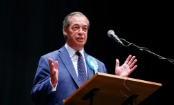 Nigel Farage, leader du Parti du Brexit, devant ses partisans à Southampton le 27 mai 2019