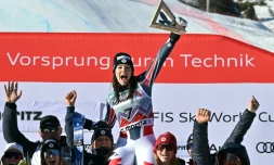 La Française Romane Miradoli, 2e du super-G de Saint-Moritz (Suisse), le 14 décembre 2025