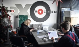 Les bureaux de la radio Echo de Moscou, désormais interdite, à Moscou, le 3 mars 2022