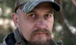 Le soldat ukrainien Iouri Feniouk, membre du régiment Azov, le 29 février 2024 dans la région de Donetsk