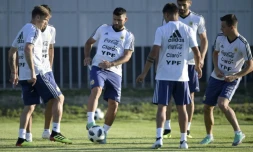 Les Argentins à l'entraînement au camp de base camp de Bronnitsy, près de Moscou, le 27 juin 2018, à trois jours du match contre la France 